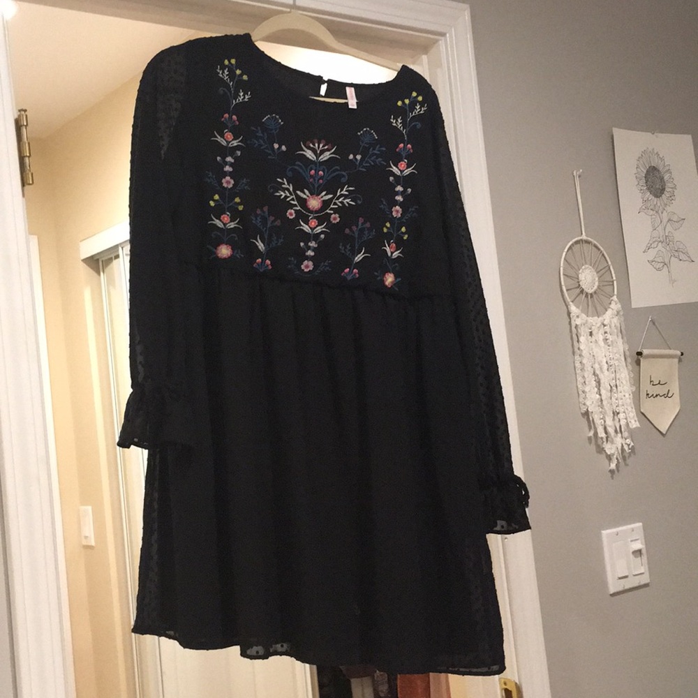 Black mini dress.
